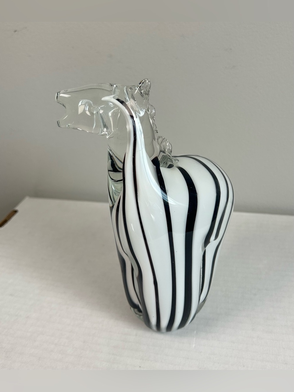 Vintage Hand Blown Murano-Style Art Glass Zebra Sculpture Figurine Stripes - Picture 4 of 9